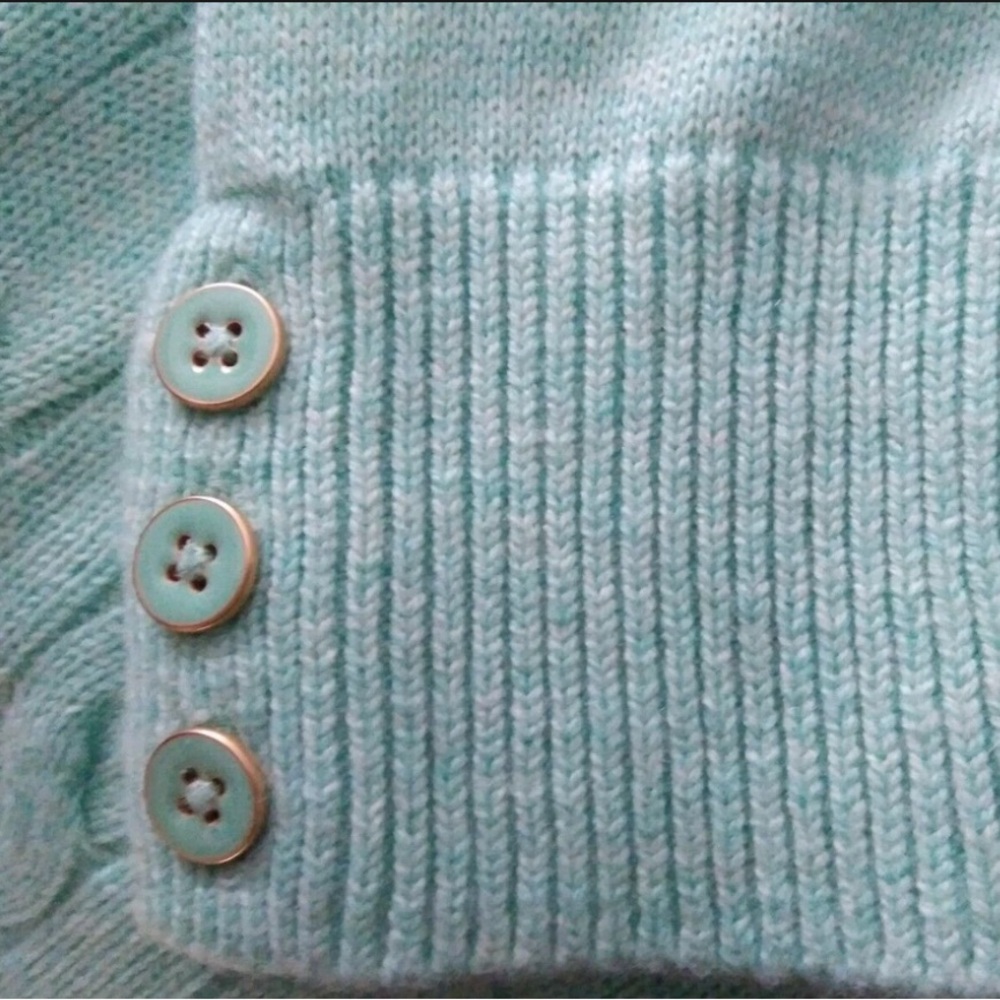 Talbots mint green cable-knit sweater Lambswool Blend XL - Picture 4 of 9